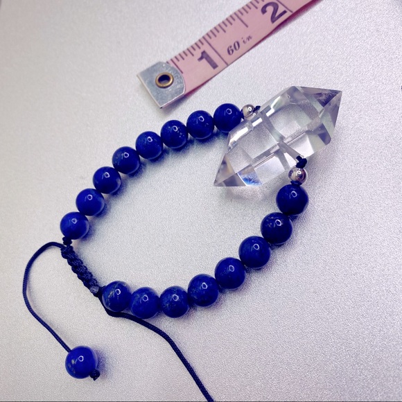 Lapis Gemstone and Clear Crystal Handmade Statement Bracelet Bohemian Healing - Picture 6 of 11
